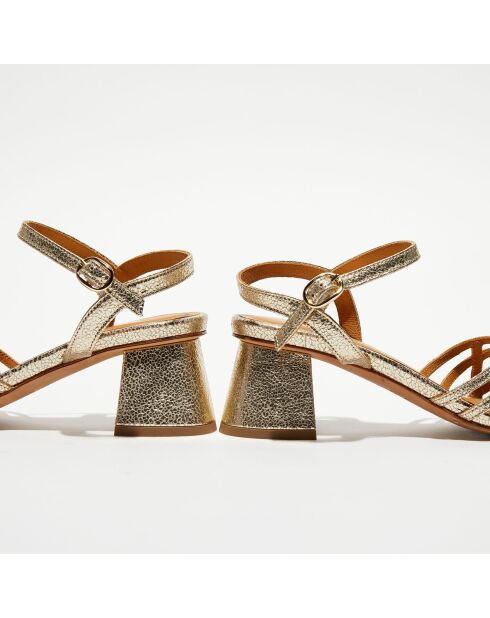Sandales en Cuir Salma dorées - Talon 5 cm